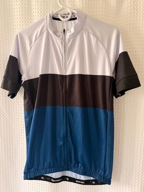 Colorblock Cycling Jersey — White, Black, Blue
